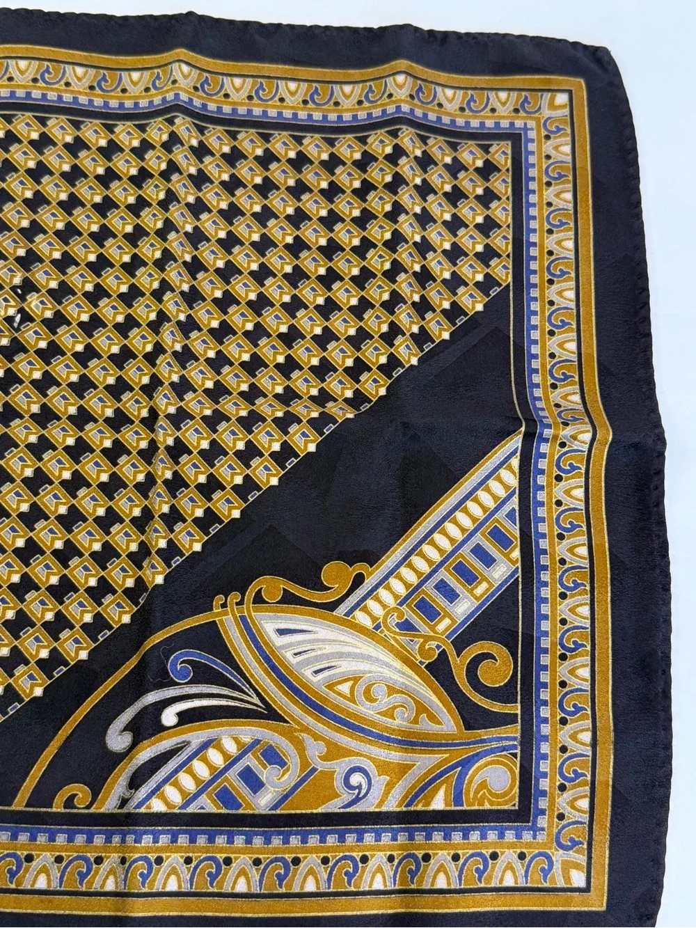 Old Money Elegance 💛Vintage Art Deco Pocket Square 12” x 12” Silk Handkerchief